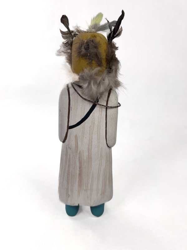 Carved and Painted Wooden Katsina with Feathers by Charles Loloma Hopi Carved and Painted Wooden Katsina with Feathers
