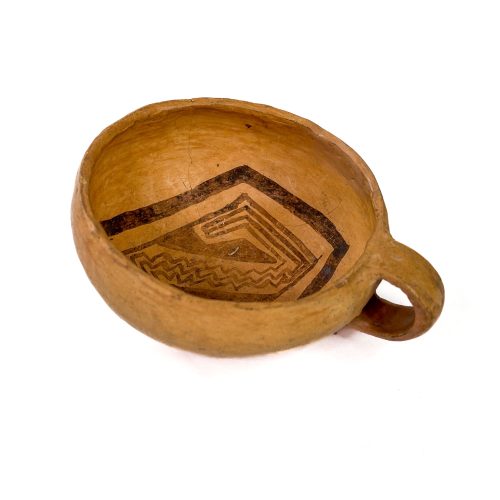 Prehistoric Jeddito Black on Yellow Polychrome Cup with Handle Jeddito Black-on-Orange Cup with Handle