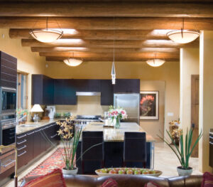Contemporary adobe home in Santa Fe blending traditional materials with modern design