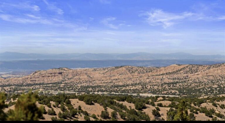 Long view over the Rio Grande valley from 34 Avenida La Scala, Casas de San Juan, Santa Fe